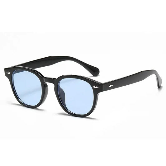 Round Sunglasses — Black / Blue