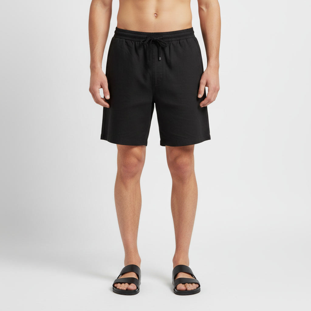 Linen Shorts — Black