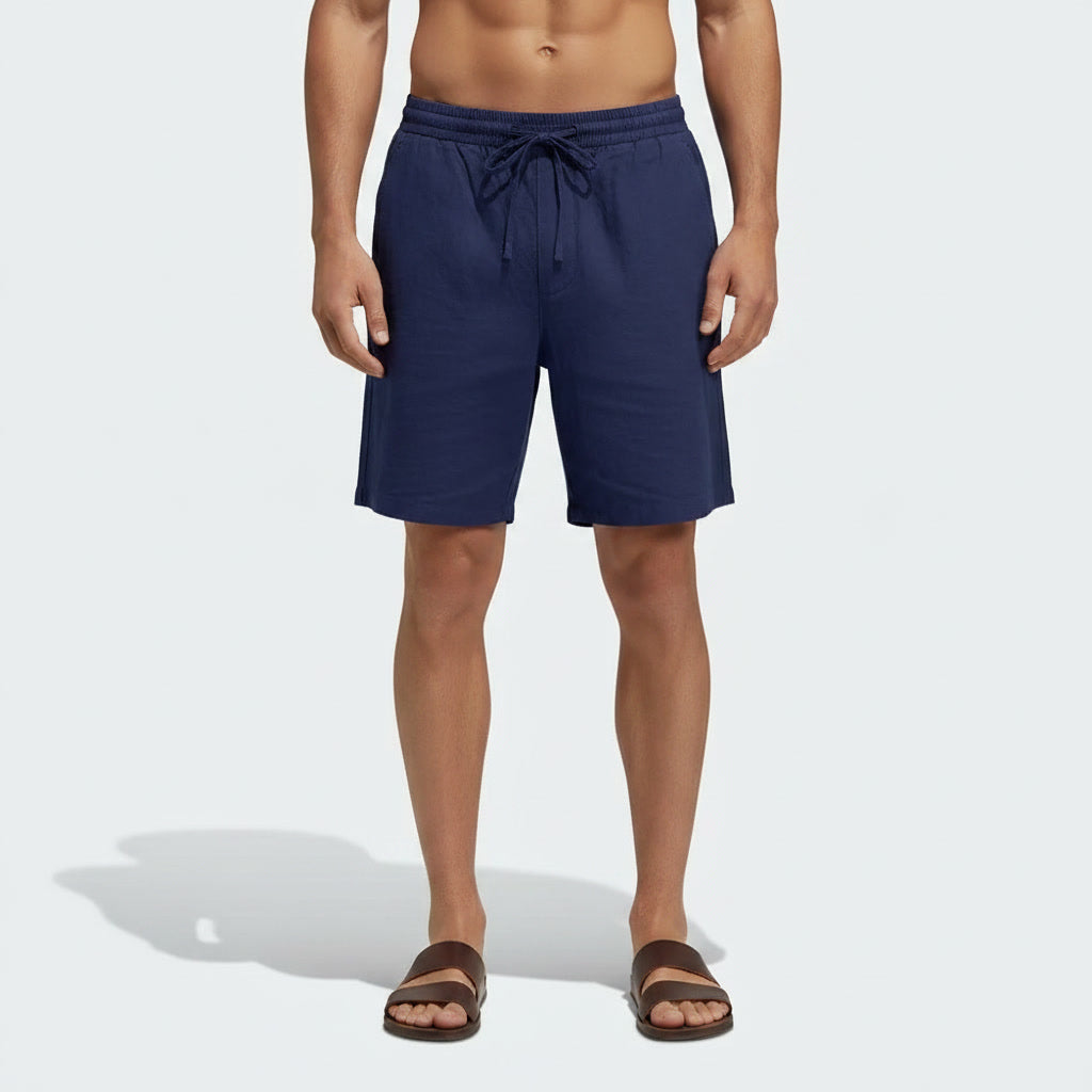 Linen Shorts — Navy