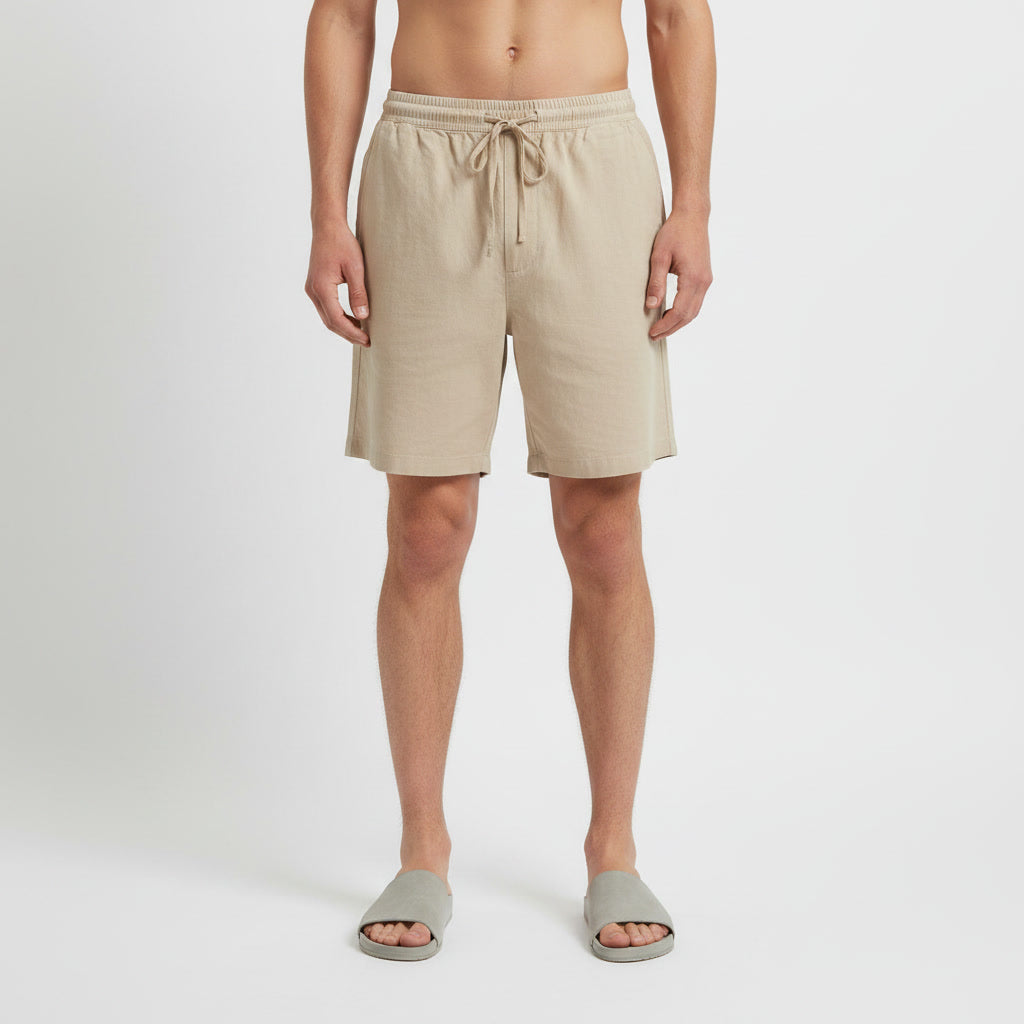 Linen Shorts — Khaki
