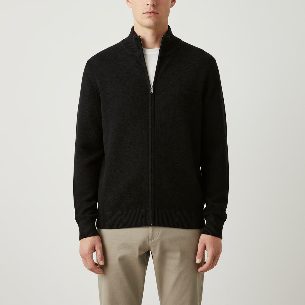 Full Zip Sweater — Black