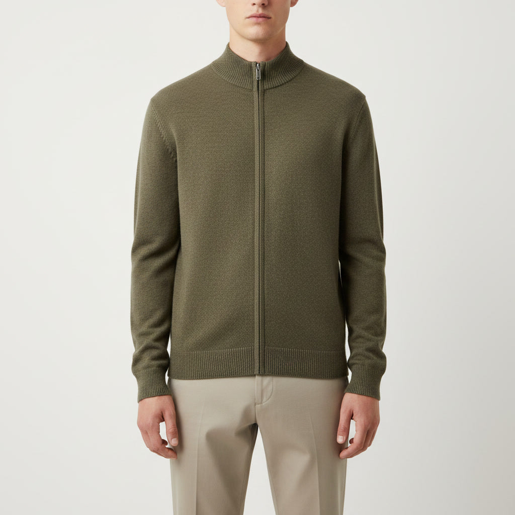 Full Zip Sweater — Olive