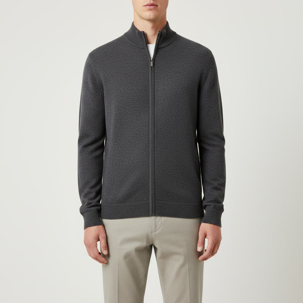 Full Zip Sweater — Charcoal