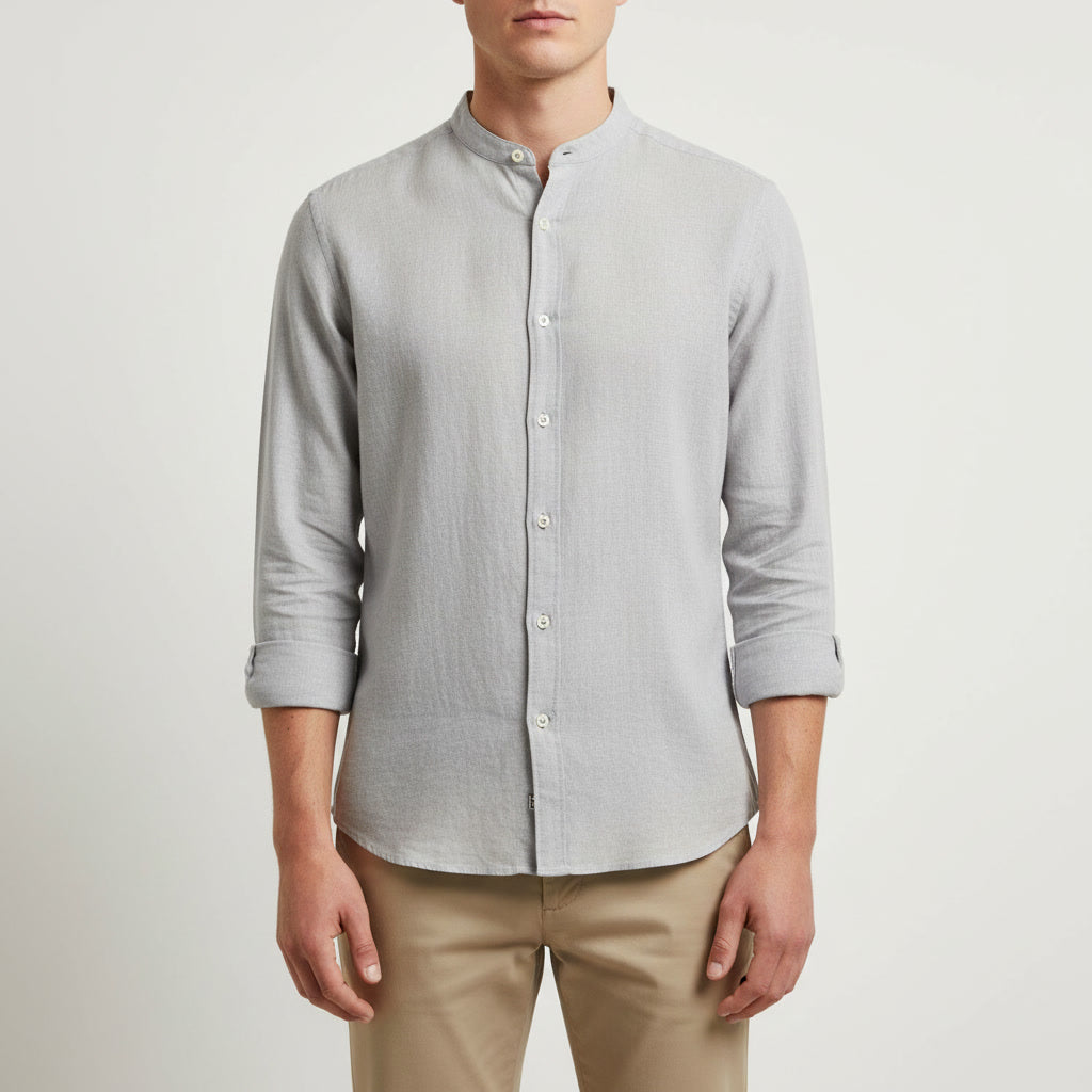 Linen Button Shirt — Grey
