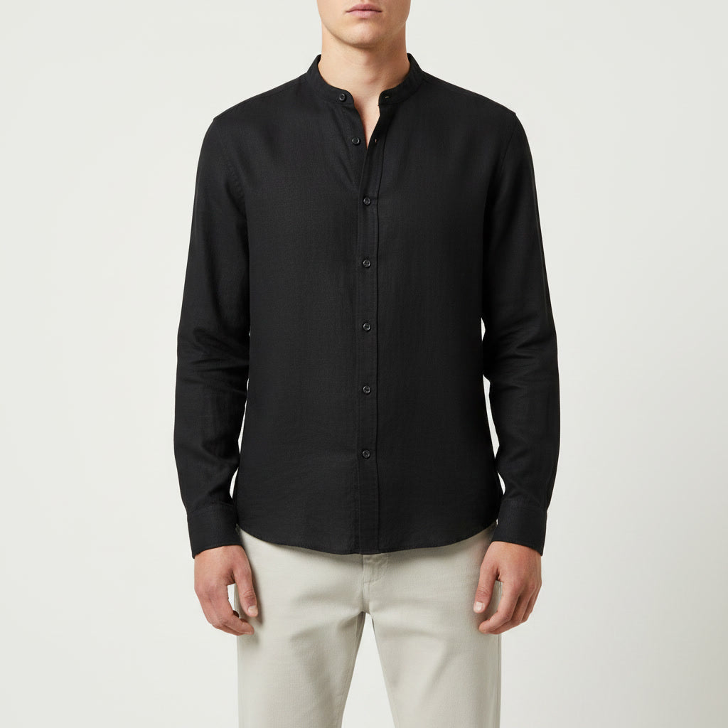 Linen Button Shirt — Black