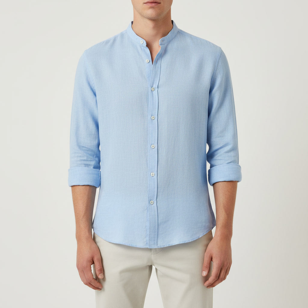 Linen Button Shirt — Blue