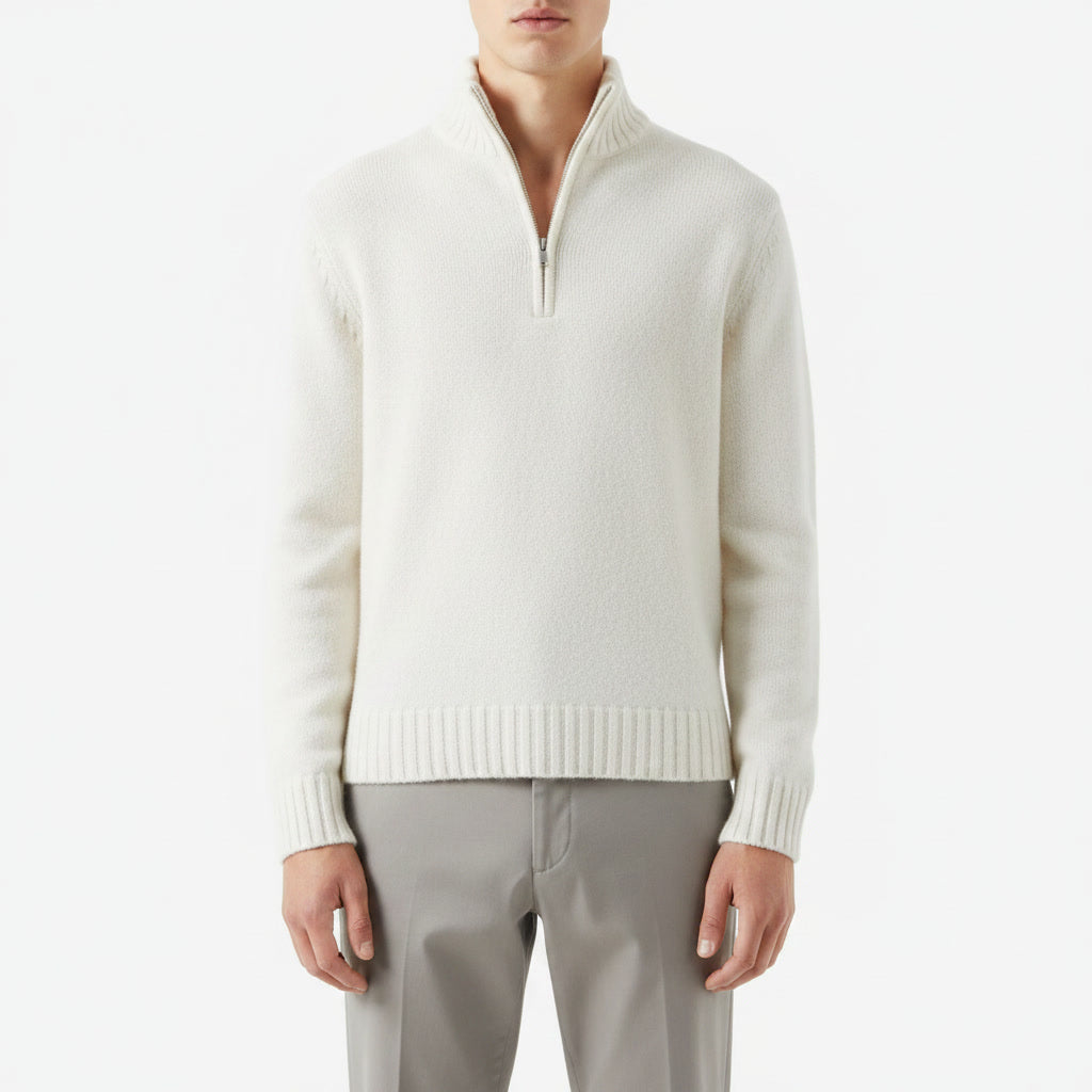 Quarter Zip — White