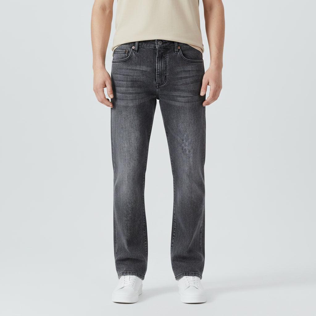 Straight Fit Jeans — Black Grey