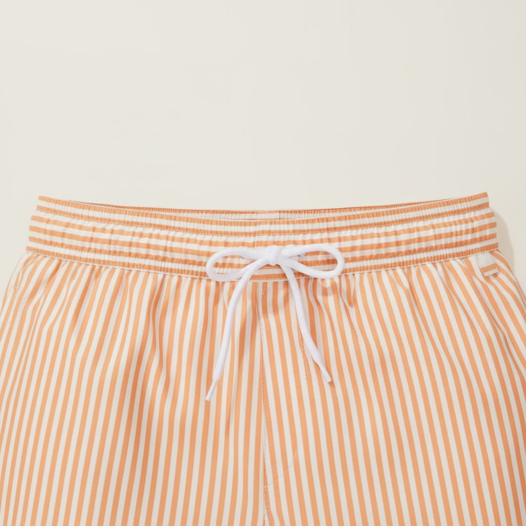 Striped Swim Shorts — Orange / White