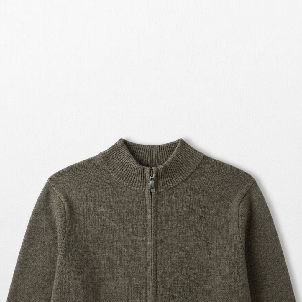 Full Zip Sweater — Olive