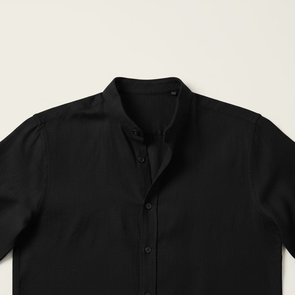 Linen Button Shirt — Black
