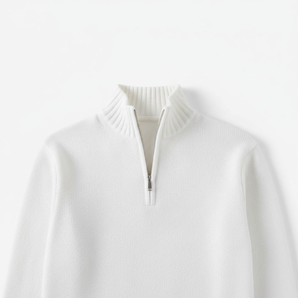 Quarter Zip — White