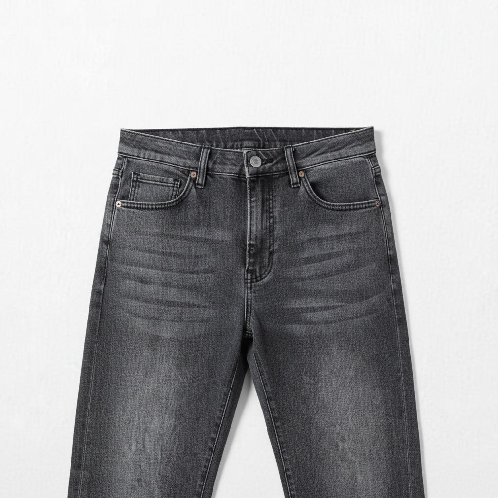 Straight Fit Jeans — Black Grey