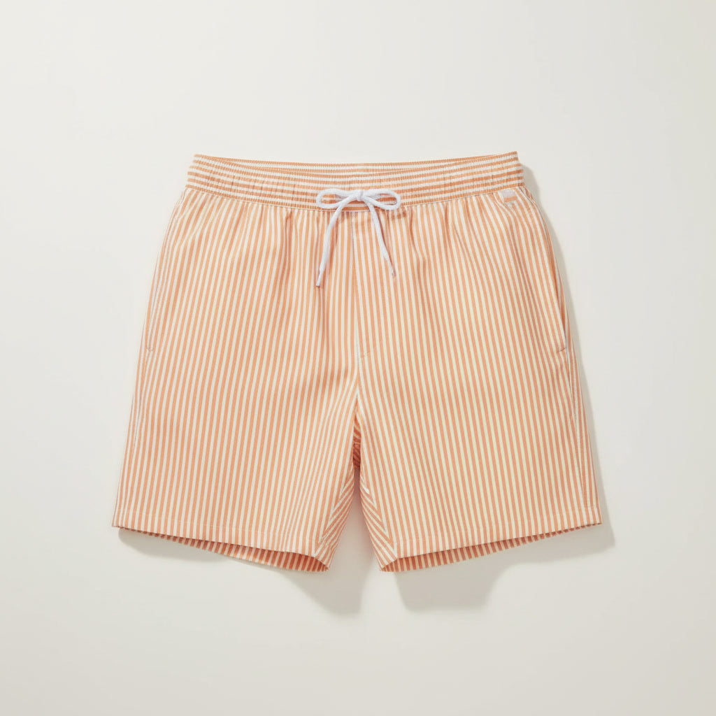 Striped Swim Shorts — Orange / White