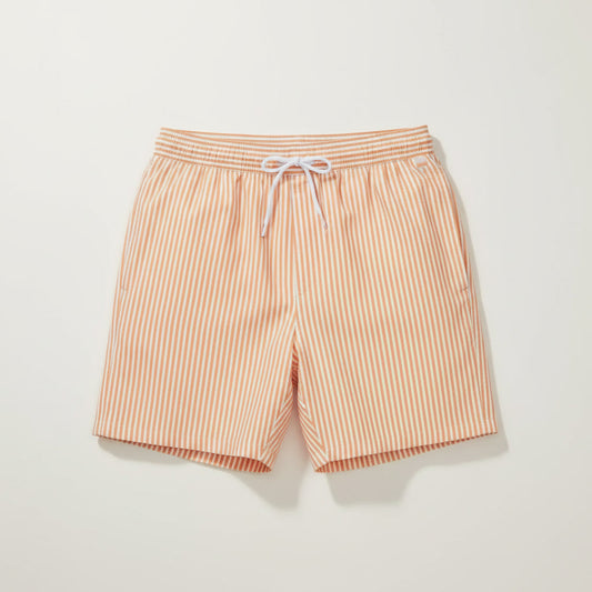 Striped Swim Shorts — Orange / White