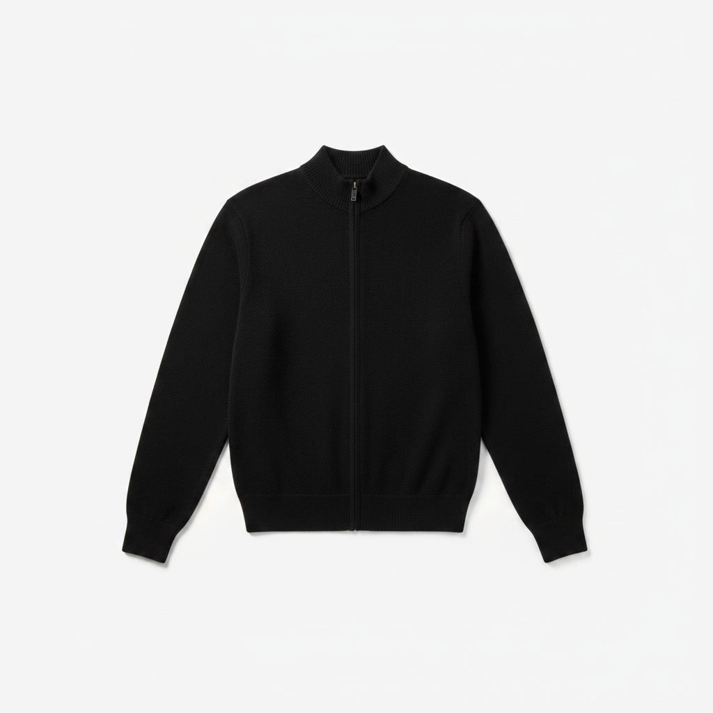 Full Zip Sweater — Black