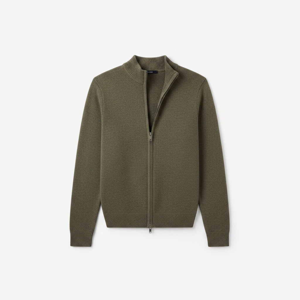 Full Zip Sweater — Olive