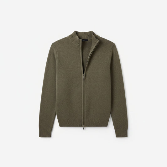 Full Zip Sweater — Olive