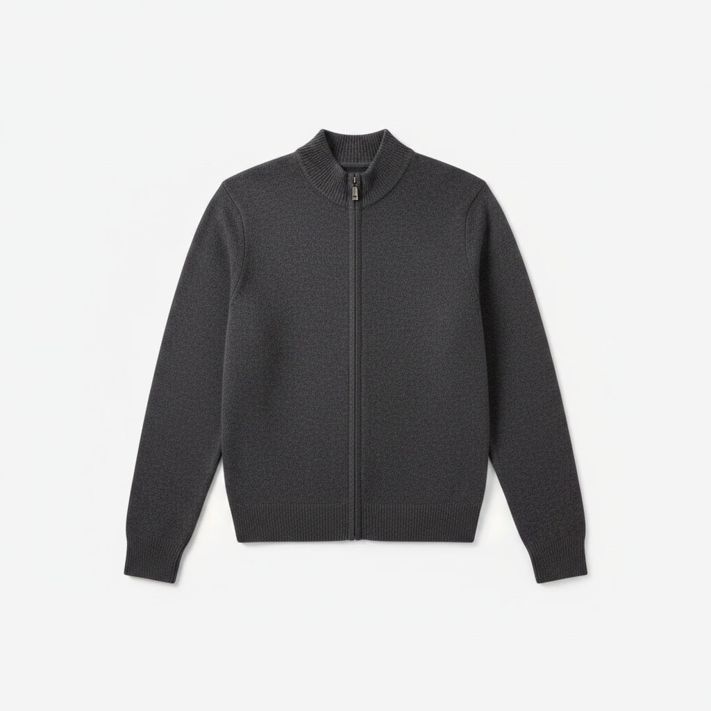 Full Zip Sweater — Charcoal