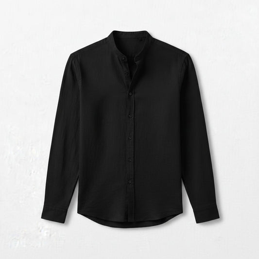 Linen Button Shirt — Black