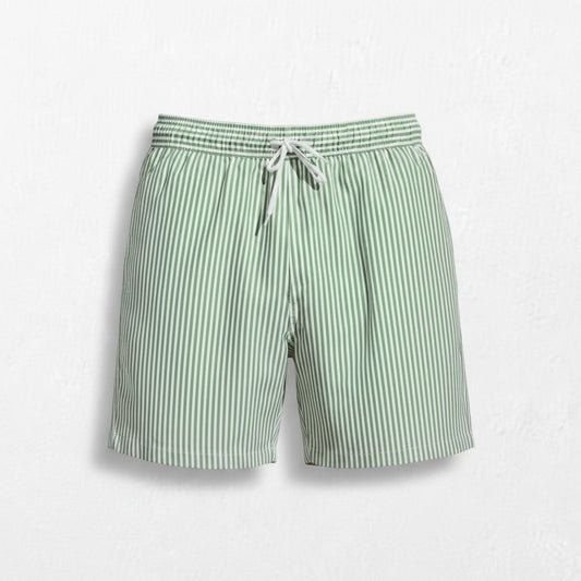 Striped Swim Shorts — Green / White